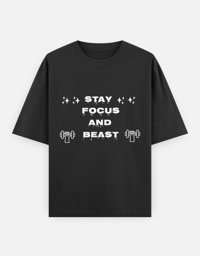 Stay Focus and Beast T-Shirt | Motivational Gym Workout Tee