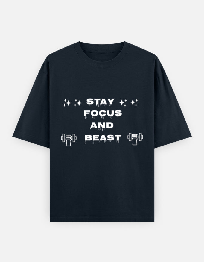 Stay Focus and Beast T-Shirt | Motivational Gym Workout Tee