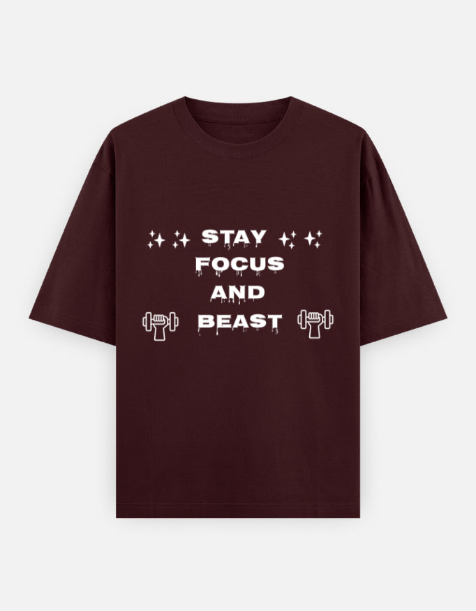 Stay Focus and Beast T-Shirt | Motivational Gym Workout Tee